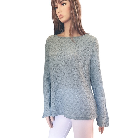 Nordstrom Treasure & Bond Blouse Top Textured Split Sleeve Cuff Cotton Blend - Picture 6 of 12